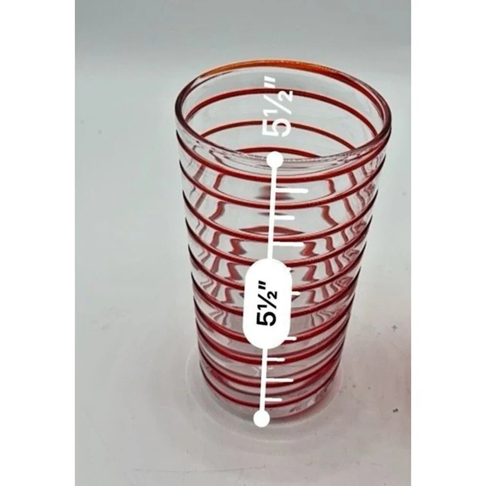 Crate & Barrel Red Swirl Tumblers Set Of 2 20oz Holiday Replacements 169-889
